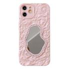 For iPhone 11 Rose Texture Mirror TPU Phone Case(Pink) - 1