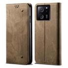 For Xiaomi Redmi K60 Ultra / 13T Denim Texture Casual Style Horizontal Flip Leather Case(Khaki) - 1