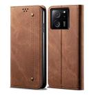 For Xiaomi Redmi K60 Ultra / 13T Denim Texture Casual Style Horizontal Flip Leather Case(Brown) - 1