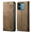 For Xiaomi Redmi Note 13 Pro Denim Texture Casual Style Horizontal Flip Leather Case(Khaki) - 1