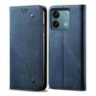 For Xiaomi Redmi Note 13 Pro Denim Texture Casual Style Horizontal Flip Leather Case(Blue) - 1