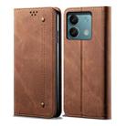 For Xiaomi Redmi Note 13 Denim Texture Casual Style Horizontal Flip Leather Case(Brown) - 1