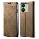 For Xiaomi Redmi 13C / Poco C65 Denim Texture Casual Style Horizontal Flip Leather Case(Khaki) - 1