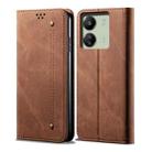 For Xiaomi Redmi 13C / Poco C65 Denim Texture Casual Style Horizontal Flip Leather Case(Brown) - 1