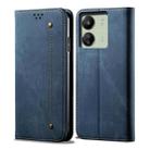 For Xiaomi Redmi 13C / Poco C65 Denim Texture Casual Style Horizontal Flip Leather Case(Blue) - 1