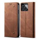 For Xiaomi Redmi K70/K70 Pro Denim Texture Casual Style Horizontal Flip Leather Case(Brown) - 1