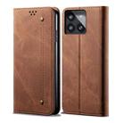 For Xiaomi Redmi K70E Denim Texture Casual Style Horizontal Flip Leather Case(Brown) - 1