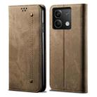 For Xiaomi Redmi 13C 5G Global Denim Texture Casual Style Horizontal Flip Leather Case(Khaki) - 1