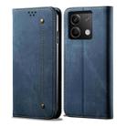 For Xiaomi Redmi 13C 5G Global Denim Texture Casual Style Horizontal Flip Leather Case(Blue) - 1