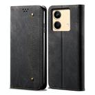 For Xiaomi Redmi Note 13R Pro Denim Texture Casual Style Horizontal Flip Leather Case(Black) - 1