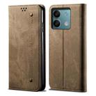 For Xiaomi Redmi Note 13 4G Global Denim Texture Casual Style Horizontal Flip Leather Case(Khaki) - 1