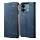 For Xiaomi Redmi Note 13 4G Global Denim Texture Casual Style Horizontal Flip Leather Case(Blue) - 1