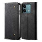 For Xiaomi Redmi Note 13 4G Global Denim Texture Casual Style Horizontal Flip Leather Case(Black) - 1