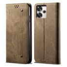 For Xiaomi Redmi Turbo 3 Denim Texture Casual Style Horizontal Flip Leather Case(Khaki) - 1