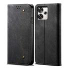 For Xiaomi Redmi Turbo 3 Denim Texture Casual Style Horizontal Flip Leather Case(Black) - 1