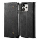 For Xiaomi Redmi 13 4G Global Denim Texture Casual Style Horizontal Flip Leather Case(Black) - 1