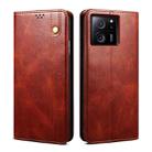 For Xiaomi Redmi K60 Ultra / 13T Oil Wax Crazy Horse Texture Leather Phone Case(Brown) - 1