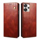 For Xiaomi Redmi Turbo 3 Oil Wax Crazy Horse Texture Leather Phone Case(Brown) - 1