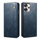 For Xiaomi Redmi Turbo 3 Oil Wax Crazy Horse Texture Leather Phone Case(Blue) - 1
