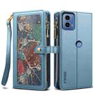 For Motorola Moto G04 / G24 ESEBLE Star Series Lanyard Zipper Wallet RFID Leather Case(Blue) - 1