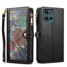 For Motorola Moto G75 5G ESEBLE Star Series Lanyard Zipper Wallet RFID Leather Case(Black) - 1