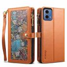 For Motorola Moto G35 ESEBLE Star Series Lanyard Zipper Wallet RFID Leather Case(Brown) - 1