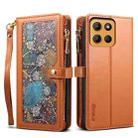 For Motorola Moto G15 ESEBLE Star Series Lanyard Zipper Wallet RFID Leather Case(Brown) - 1