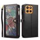 For Motorola Moto G15 ESEBLE Star Series Lanyard Zipper Wallet RFID Leather Case(Black) - 1