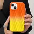 For iPhone 14 Water Ripple Texture Gradient Color TPU Phone Case(Orange-Yellow) - 1