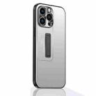 For iPhone 15 Pro Frosted Metal Hybrid TPU Holder Phone Case(Silver) - 1