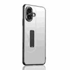 For iPhone 16 Frosted Metal Hybrid TPU Holder Phone Case(Silver) - 1