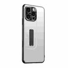 For iPhone 16 Pro Frosted Metal Hybrid TPU Holder Phone Case(Silver) - 1