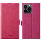For iPhone 15 Pro ViLi K Series Dual-side Buckle Magsafe Leather Phone Case(Rose Red) - 1