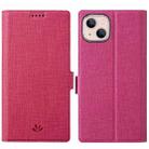 For iPhone 15 Plus ViLi K Series Dual-side Buckle Magsafe Leather Phone Case(Rose Red) - 1