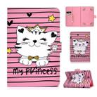 For 8 inch Universal Colored Drawing Pattern Horizontal Flip PU Leather Case with Holder & Card Slots(Crown Cat) - 1