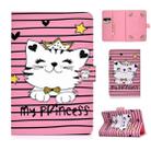 For 10 inch Universal Colored Drawing Pattern Horizontal Flip PU Leather Case with Holder & Card Slots(Crown Cat) - 1