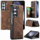 For Samsung Galaxy Z Fold5 JEEHOOD Retro Magnetic Detachable Wallet Phone Case(Brown) - 1