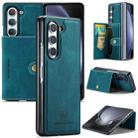 For Samsung Galaxy Z Fold5 JEEHOOD Retro Magnetic Detachable Wallet Phone Case(Blue) - 1