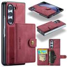 For Samsung Galaxy Z Fold5 JEEHOOD Retro Magnetic Detachable Wallet Phone Case(Red) - 1