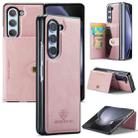 For Samsung Galaxy Z Fold5 JEEHOOD Retro Magnetic Detachable Wallet Phone Case(Pink) - 1