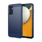 For Samsung Galaxy A15 4G Brushed Texture Carbon Fiber TPU Phone Case(Blue) - 1