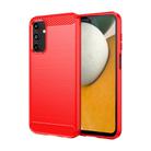 For Samsung Galaxy A15 4G Brushed Texture Carbon Fiber TPU Phone Case(Red) - 1