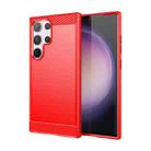 For Samsung Galaxy S24 Ultra 5G Brushed Texture Carbon Fiber TPU Phone Case(Red) - 1