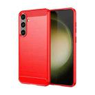 For Samsung Galaxy S24+ 5G Brushed Texture Carbon Fiber TPU Phone Case(Red) - 1