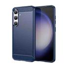 For Samsung Galaxy S24 5G Brushed Texture Carbon Fiber TPU Phone Case(Blue) - 1