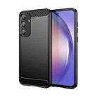 For Samsung Galaxy A55 Brushed Texture Carbon Fiber TPU Phone Case(Black) - 1