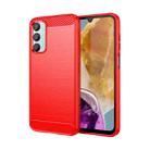 For Samsung Galaxy M15 Brushed Texture Carbon Fiber TPU Phone Case(Red) - 1