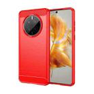 For Huawei Mate 50 Brushed Texture Carbon Fiber TPU Phone Case(Red) - 1
