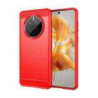 For Huawei Mate 50E Brushed Texture Carbon Fiber TPU Phone Case(Red) - 1