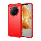 For Huawei Mate 50 Pro Brushed Texture Carbon Fiber TPU Phone Case(Red) - 1